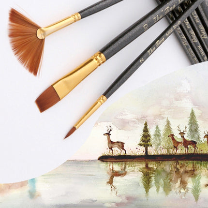 ZHU TING 21 PCS / 3 Sets Nylon Brushes Watercolor Brushes And Oil Brushes Art Painting Supplies(Pearl Black)-garmade.com