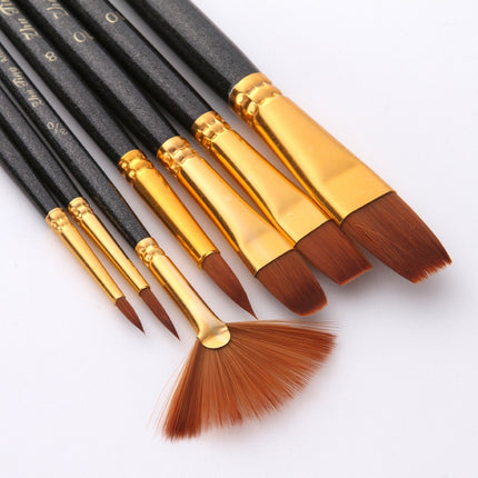 ZHU TING 21 PCS / 3 Sets Nylon Brushes Watercolor Brushes And Oil Brushes Art Painting Supplies(Pearl Black)-garmade.com