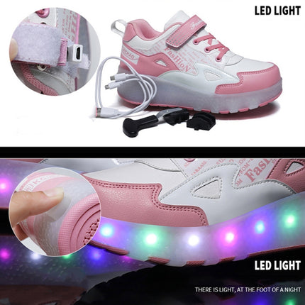 E68 Two-Wheeled Children Skating Shoes Rechargeable Light Wheel Shoes, Size: 27(Blue)-garmade.com