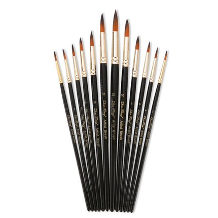 ZHU TING 12 PCS / Set Nylon Hair Watercolor Pen Children Painted Gouache Brush(Black Rod Tips)-garmade.com