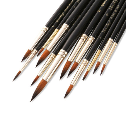 ZHU TING 12 PCS / Set Nylon Hair Watercolor Pen Children Painted Gouache Brush(Black Rod Tips)-garmade.com