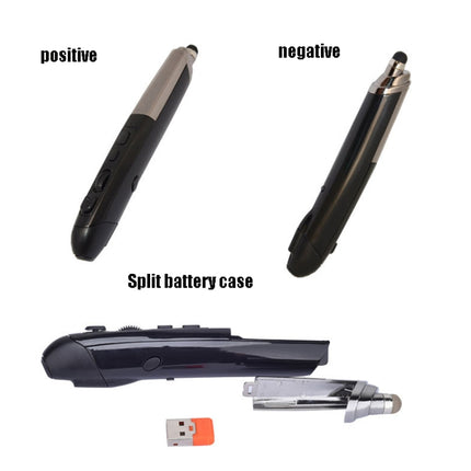 PR-08 1600DPI 6 Keys 2.4G Wireless Electronic Whiteboard Pen Multi-Function Pen Mouse PPT Flip Pen(Silver Gray)-garmade.com