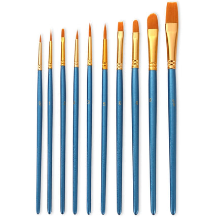 ZHU TING 20 PCS / 2 Sets Pearl Rod Nylon Hair Combination Brush Oil Paint Brush(Blue Rods)-garmade.com