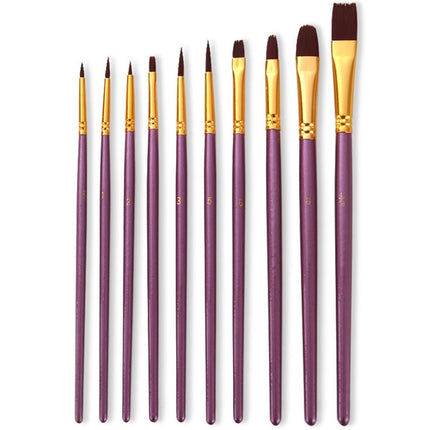 ZHU TING 20 PCS / 2 Sets Pearl Rod Nylon Hair Combination Brush Oil Paint Brush(Purple Rods)-garmade.com