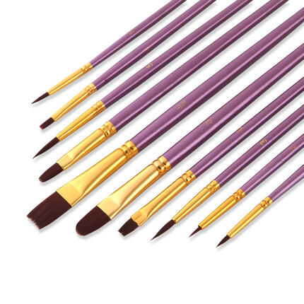 ZHU TING 20 PCS / 2 Sets Pearl Rod Nylon Hair Combination Brush Oil Paint Brush(Purple Rods)-garmade.com