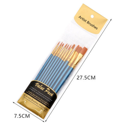 ZHU TING 20 PCS / 2 Sets Pearl Rod Nylon Hair Combination Brush Oil Paint Brush(Blue Rods)-garmade.com