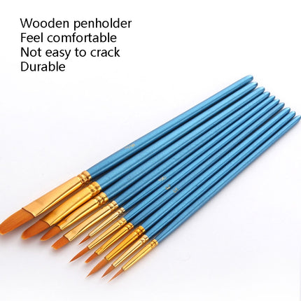 ZHU TING 20 PCS / 2 Sets Pearl Rod Nylon Hair Combination Brush Oil Paint Brush(Blue Rods)-garmade.com