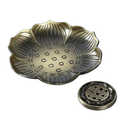 Plum Blossom Carved Incense Plate Incense Stick Suitable for Vertical Incense Burner Incense Holder(Bronze)-garmade.com