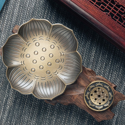 Plum Blossom Carved Incense Plate Incense Stick Suitable for Vertical Incense Burner Incense Holder(Bronze)-garmade.com