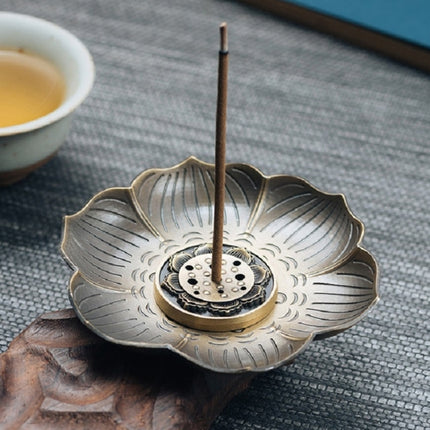 Plum Blossom Carved Incense Plate Incense Stick Suitable for Vertical Incense Burner Incense Holder(Bronze)-garmade.com