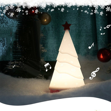 Silicone Night Light Christmas Tree with Music Holiday Decorative Lamp(White Light)-garmade.com