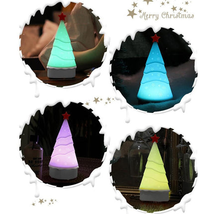 Silicone Night Light Christmas Tree with Music Holiday Decorative Lamp(Colorful Light)-garmade.com