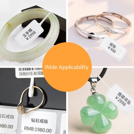 2 PCS Jewelry Tag Price Label Thermal Adhesive Label Paper for NIIMBOT B11 / B3S, Size: Hanging Hole 1 White 400 Sheets-garmade.com