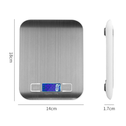 Stainless Steel Small Food Electronic Scale Kitchen Portable Baking Electronic Scale, Colour: 5kg/1g (Battery Model White)-garmade.com