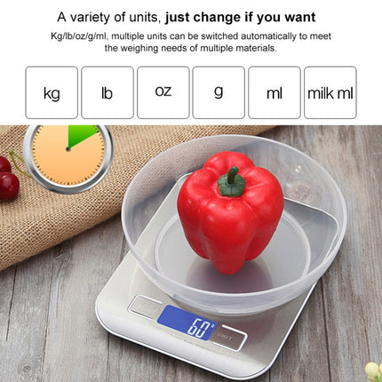 Stainless Steel Small Food Electronic Scale Kitchen Portable Baking Electronic Scale, Colour: 10kg/1g (Battery Model White)-garmade.com