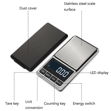 Kitchen Stainless Steel Mini Portable Scale High Precision Jewelry Scale Electronic Scale, Specification: 500g/0.1g-garmade.com