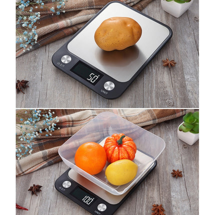 Small Kitchen Food Scale Stainless Steel Electronic Kitchen Scale 5kg/1g (Battery English Version Black)-garmade.com