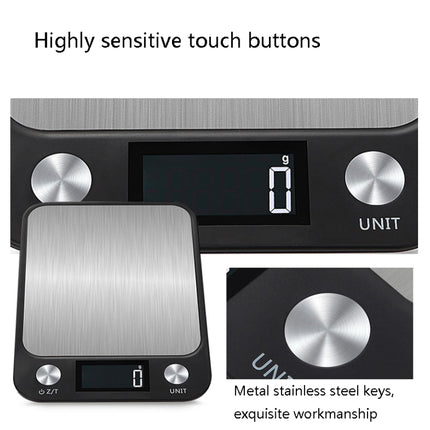 Small Kitchen Food Scale Stainless Steel Electronic Kitchen Scale 10kg/1g (Battery English Version Black)-garmade.com