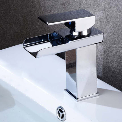 Bathroom Wide Mouth Faucet Square Sink Single Hole Basin Faucet, Specification: HT-81566 Electroplating Short Type-garmade.com