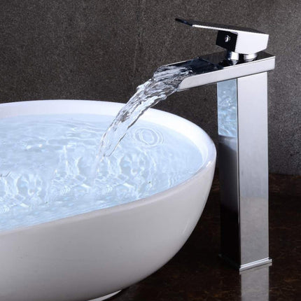 Bathroom Wide Mouth Faucet Square Sink Single Hole Basin Faucet, Specification: HT-81567 Electroplating High Type-garmade.com