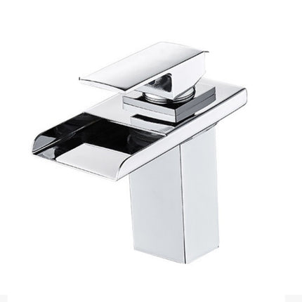 LED Three Lights Hot Cold Water Faucet Bathroom Waterfall Faucet CN Plug(Electroplating Silver)-garmade.com