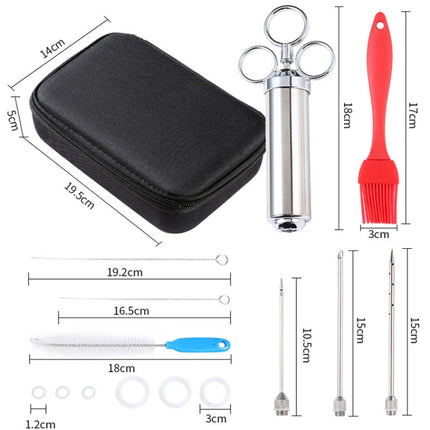 304 Stainless Steel Seasoning Syringe Barbecue Tool Turkey Needle Set-garmade.com