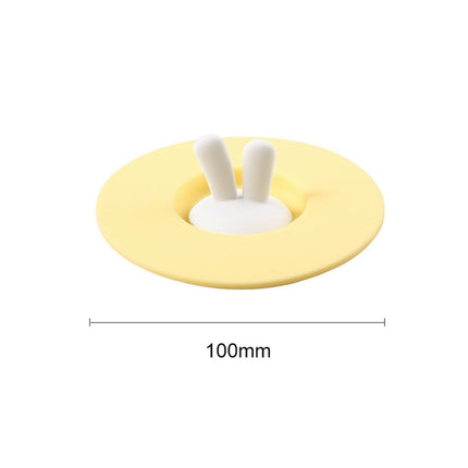 Food Grade Bunny Ears Shape Silicone Cup Lid Sealing Lid Cartoon Mug Dustproof Leak-Proof Lid(Yellow)-garmade.com