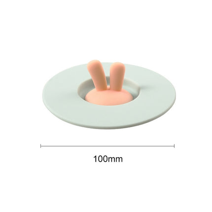 Food Grade Bunny Ears Shape Silicone Cup Lid Sealing Lid Cartoon Mug Dustproof Leak-Proof Lid(Green)-garmade.com