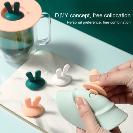 Food Grade Bunny Ears Shape Silicone Cup Lid Sealing Lid Cartoon Mug Dustproof Leak-Proof Lid(Pink)-garmade.com