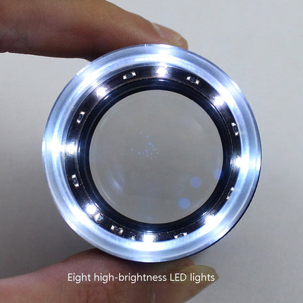 8 LED Lights 3 Groups Of Optical Glass HD With Scale 10 Times Magnifying Glass, Specification: Complex Scale Board-garmade.com