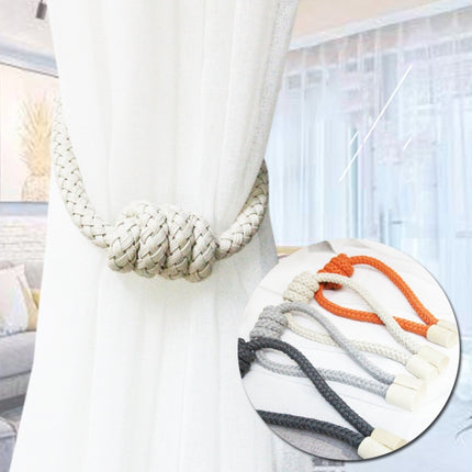 A016 Curtain Straps Free Perforation Free Installation Tassel Hanging Ball Magnet Curtain Buckle(Light Grey)-garmade.com