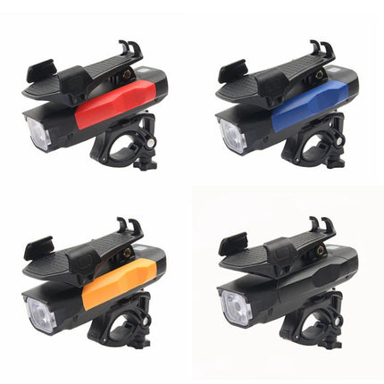 500LM Bicycle Light Mobile Phone Holder Multi-Function Riding Front Light With Horn 4000 mAh (Black Red)-garmade.com