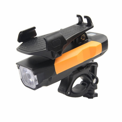 500LM Bicycle Light Mobile Phone Holder Multi-Function Riding Front Light With Horn 2400 mAh (Black Orange)-garmade.com
