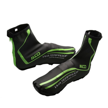 Bicycle Sports Outdoor Cycling Shoe Cover Winter Warm Windproof Waterproof Shoe Cover PU Shoe Cover Cycling Equipment, Size: L(Black Green)-garmade.com