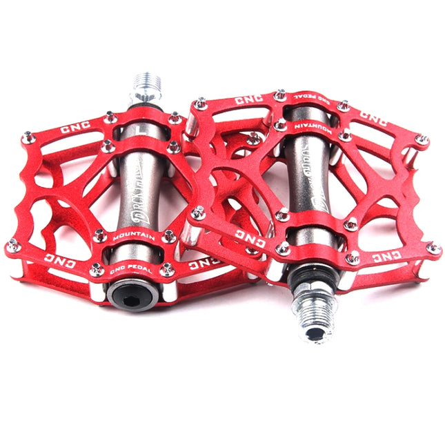 Bicycle Pedal Mountain Bike Aluminum Alloy Palin Pedal Non-Slip Bearing Pedal(901-2 Red)-garmade.com