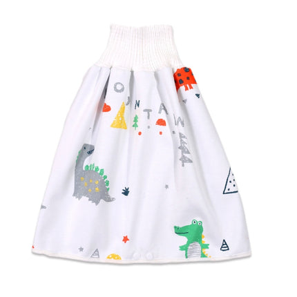 Baby Water-Proof And Leak-Proof Cloth Diapers Children Washable Cotton Cloth Bed-Wetting Skirt Pants, Colour: L(Dinosaur)-garmade.com