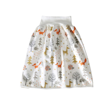 Baby Water-Proof And Leak-Proof Cloth Diapers Children Washable Cotton Cloth Bed-Wetting Skirt Pants, Colour: L(Gray Rabbit and Red Fox)-garmade.com