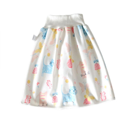 Baby Water-Proof And Leak-Proof Cloth Diapers Children Washable Cotton Cloth Bed-Wetting Skirt Pants, Colour: L(Red Cat and Blue Cat)-garmade.com
