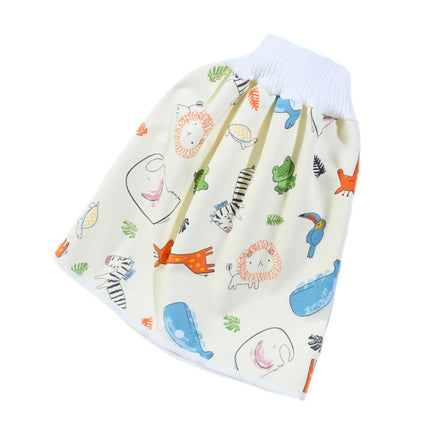 Baby Water-Proof And Leak-Proof Cloth Diapers Children Washable Cotton Cloth Bed-Wetting Skirt Pants, Colour: L(Elephant Curl Lion)-garmade.com