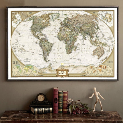 Antique Poster Wall Chart Retro Matte Kraft Paper World Map, Size:20X30cm-garmade.com