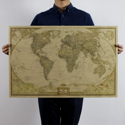 Antique Poster Wall Chart Retro Matte Kraft Paper World Map, Size:20X30cm-garmade.com