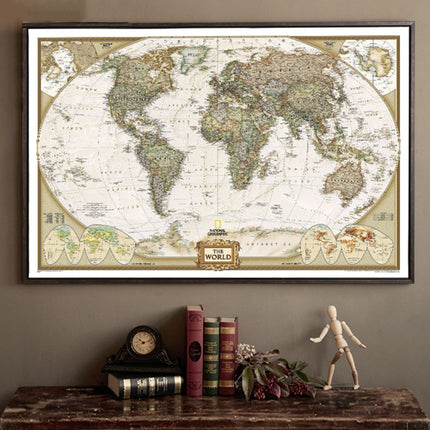 Antique Poster Wall Chart Retro Matte Kraft Paper World Map, Size:80X120cm-garmade.com