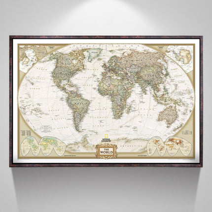 Antique Poster Wall Chart Retro Matte Kraft Paper World Map, Size:80X120cm-garmade.com