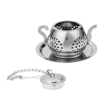 2 PCS Stainless Steel 304 Round Pot Tea Strainer Teapot-Shaped Tea Maker Tea Leak Filter Tea Ball(Stainless steel round teapot)-garmade.com