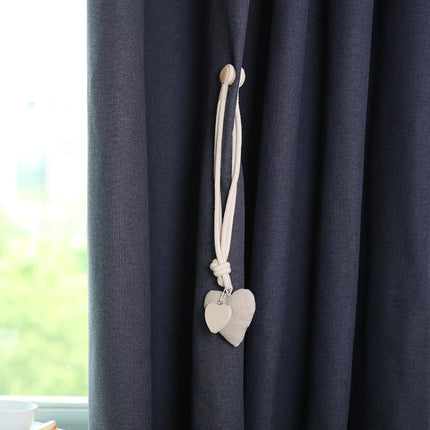 A005 Cotton And Linen Curtain Magnet Bandage Free Perforated Tassel Curtain Buckle(Beige)-garmade.com