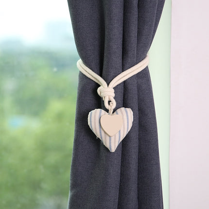 A005 Cotton And Linen Curtain Magnet Bandage Free Perforated Tassel Curtain Buckle(Blue Fine Lines)-garmade.com
