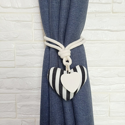 A005 Cotton And Linen Curtain Magnet Bandage Free Perforated Tassel Curtain Buckle(Vertical Stripes)-garmade.com