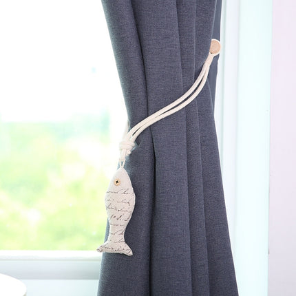 A005 Cotton And Linen Curtain Magnet Bandage Free Perforated Tassel Curtain Buckle(Fish)-garmade.com