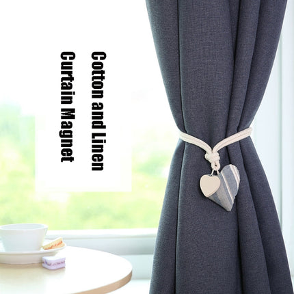 A005 Cotton And Linen Curtain Magnet Bandage Free Perforated Tassel Curtain Buckle(Grey Stripes)-garmade.com