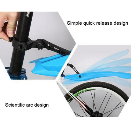 Bicycle Fender With LED Taillights Mountain Bike Fender Quick Release 26 Inch Riding Accessories(Blue)-garmade.com